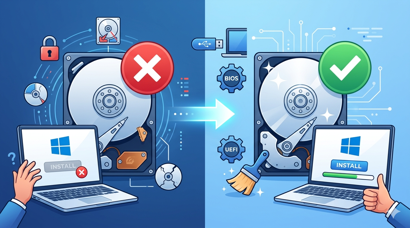 Ошибка Windows нельзя установить на этот диск — GPT и MBR несовместимость